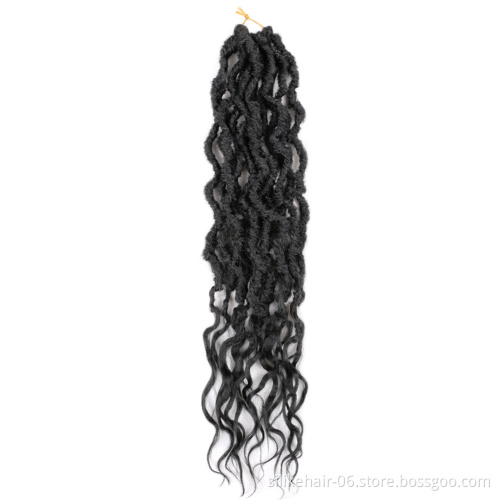 24inch Synthetic Goddess Locs Hair Extensions Faux Locs Crochet Wavy Hair Goddess Faux Locs Crochet Hair with Curly Ends braids